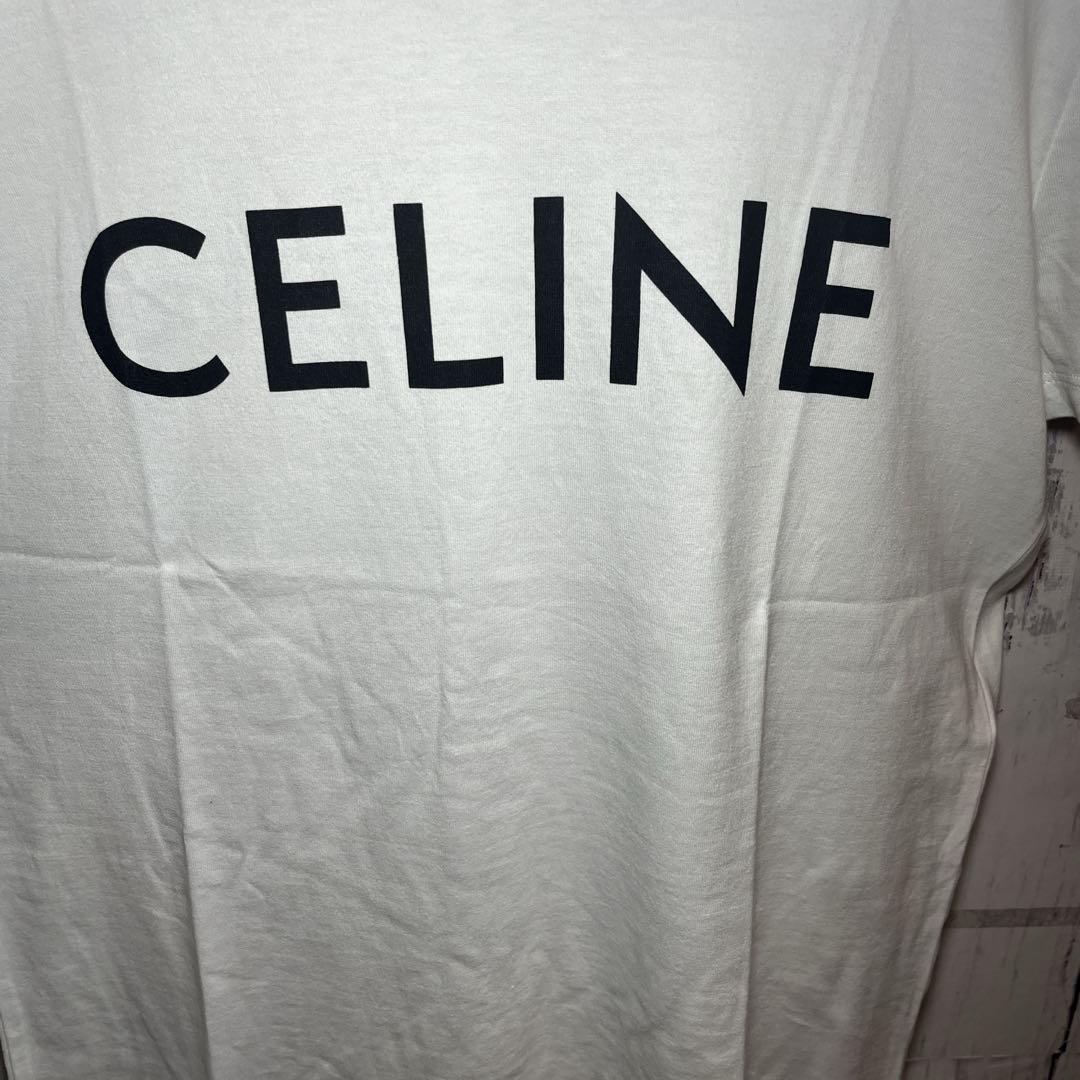 【美品・定番】セリーヌ☆ブランドロゴ入りTシャツ 人気カラー ホワイト 白色