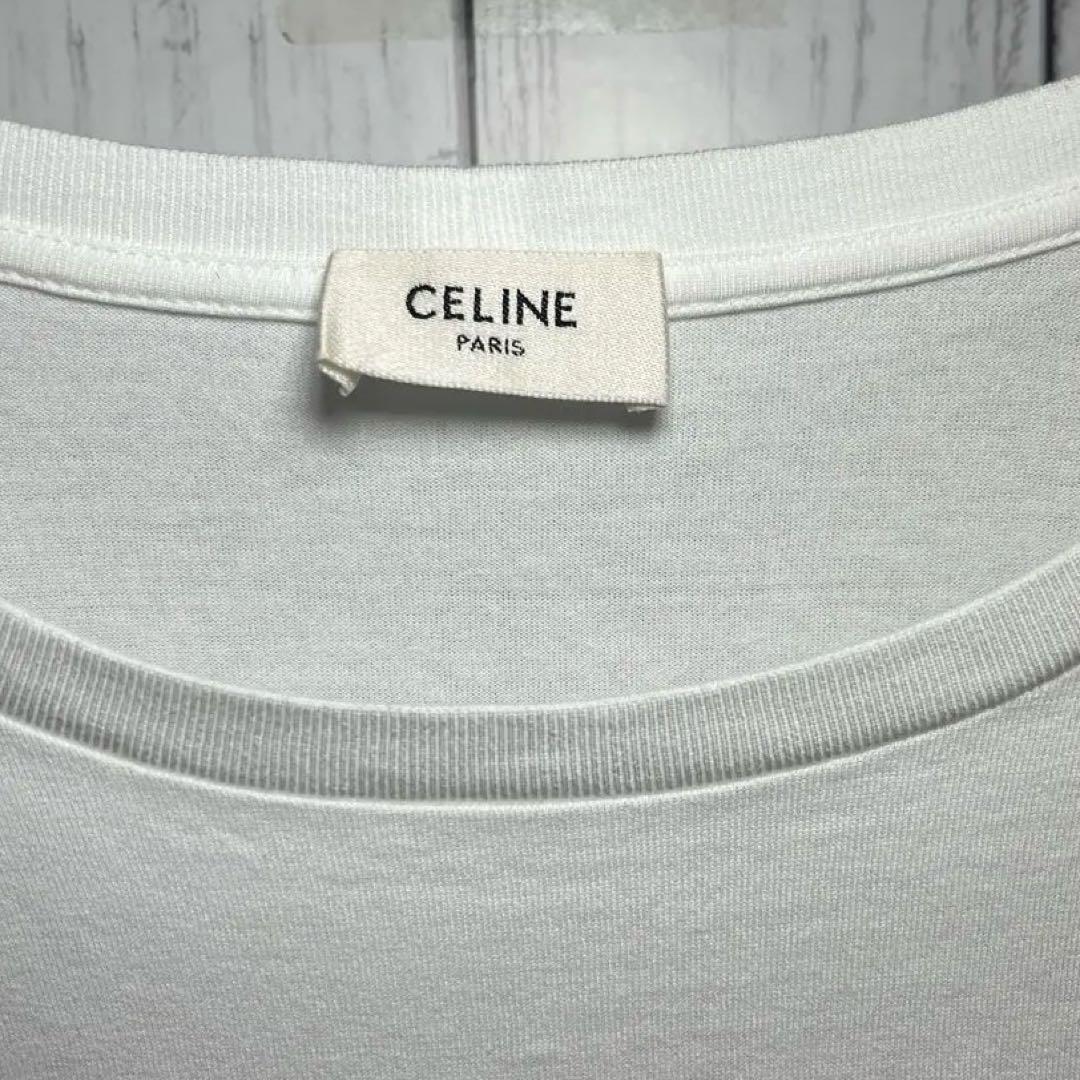 【美品・定番】セリーヌ☆ブランドロゴ入りTシャツ 人気カラー ホワイト 白色