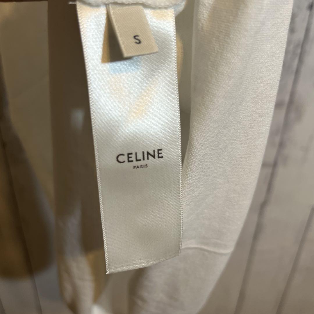 【美品・定番】セリーヌ☆ブランドロゴ入りTシャツ 人気カラー ホワイト 白色