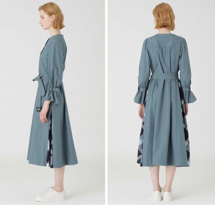 極美品✨️ブルーレーベルクレストブリッジ ノーカラーベルトシャツワンピース 38