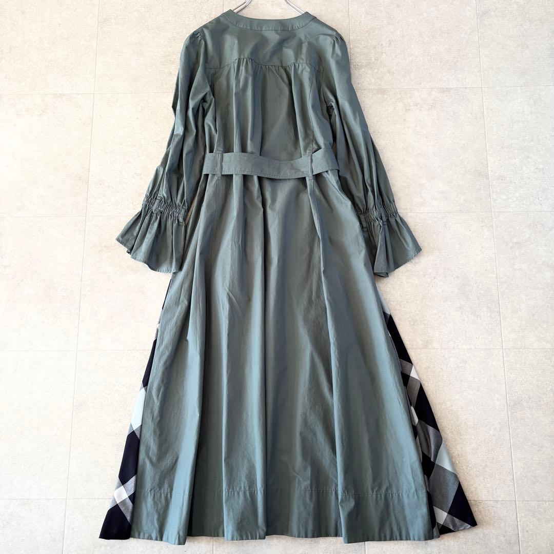 極美品✨️ブルーレーベルクレストブリッジ ノーカラーベルトシャツワンピース 38