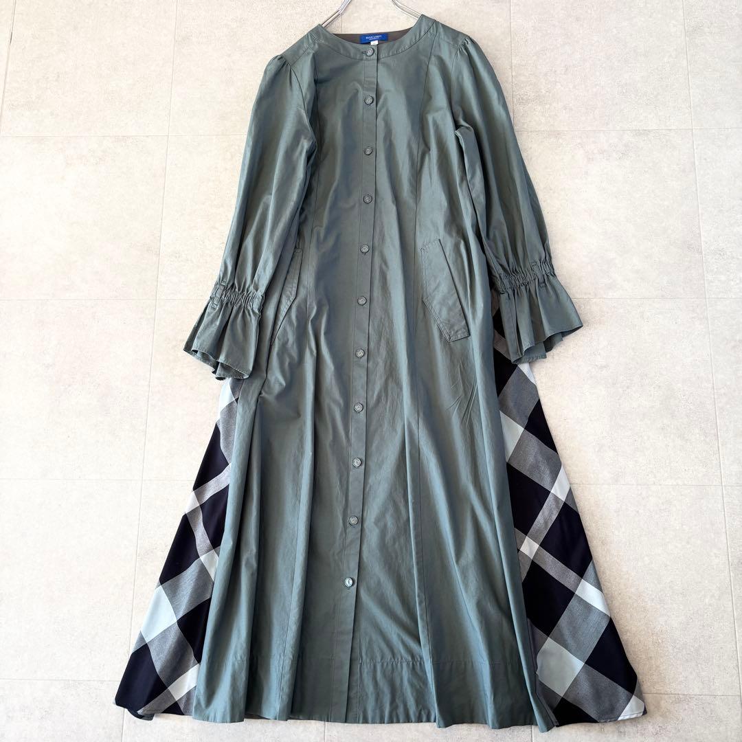 極美品✨️ブルーレーベルクレストブリッジ ノーカラーベルトシャツワンピース 38