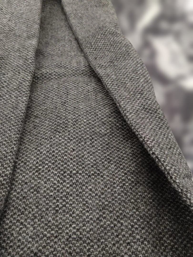 SOUSOU 尾州ツイード綾織 スタンドカラーショートコート鈍色 フクロウ柄