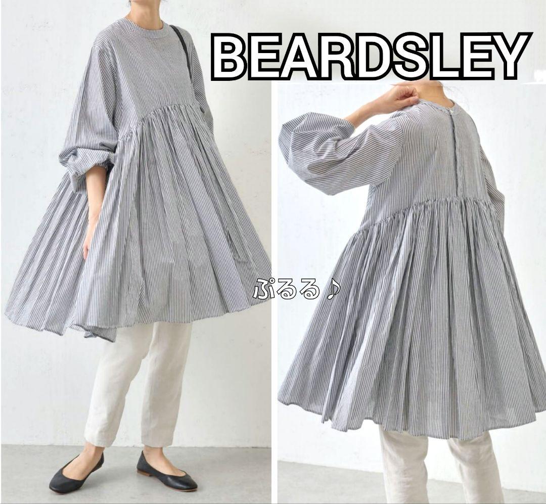 BEARDSLEY 前後着2way 先染めギャザーチュニックワンピース ブラウス