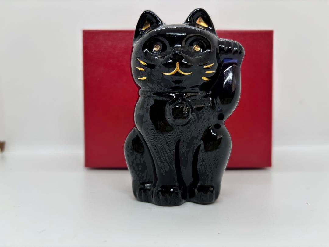 バカラ　ラッキーキャット　招き猫　ネイビー