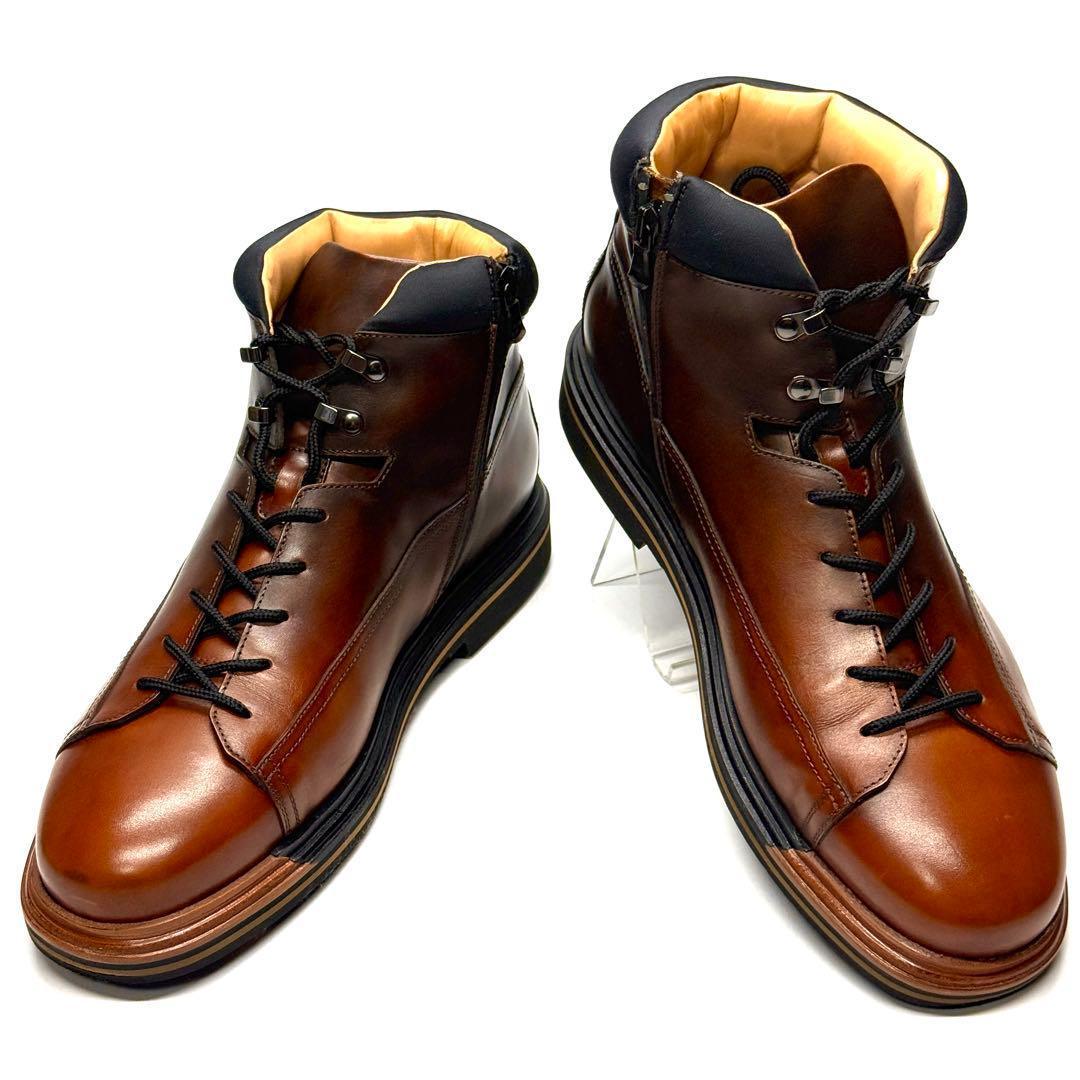 【未使用に近い】Santoni サイドジップブーツ ブラウン イタリア製 レザー