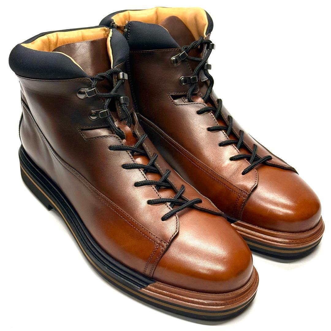 【未使用に近い】Santoni サイドジップブーツ ブラウン イタリア製 レザー