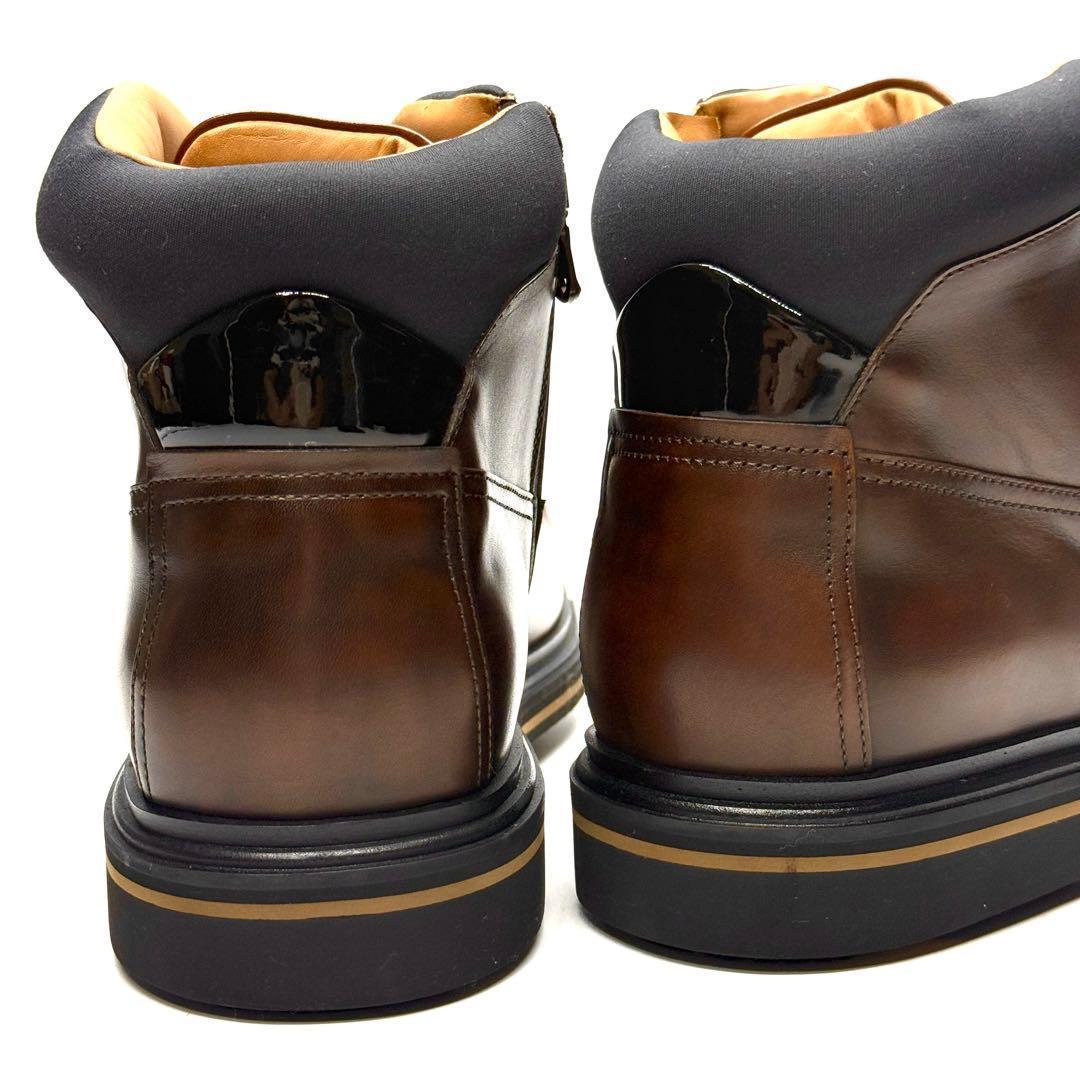 【未使用に近い】Santoni サイドジップブーツ ブラウン イタリア製 レザー
