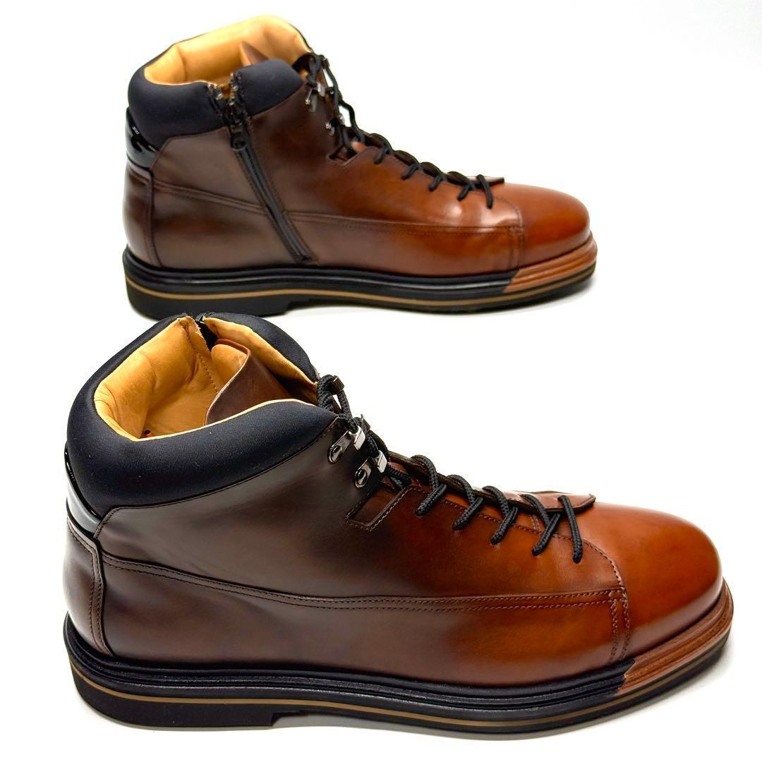 【未使用に近い】Santoni サイドジップブーツ ブラウン イタリア製 レザー