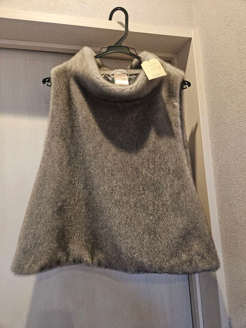 プレインピープル　オフタートルネックエコファーベスト　グレー　メルローズ