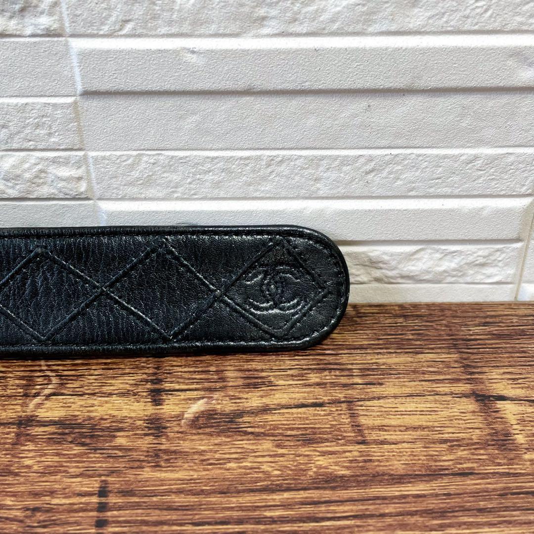 シャネル ビコローレ マトラッセ レザー ベルト ココマーク ラムスキン.