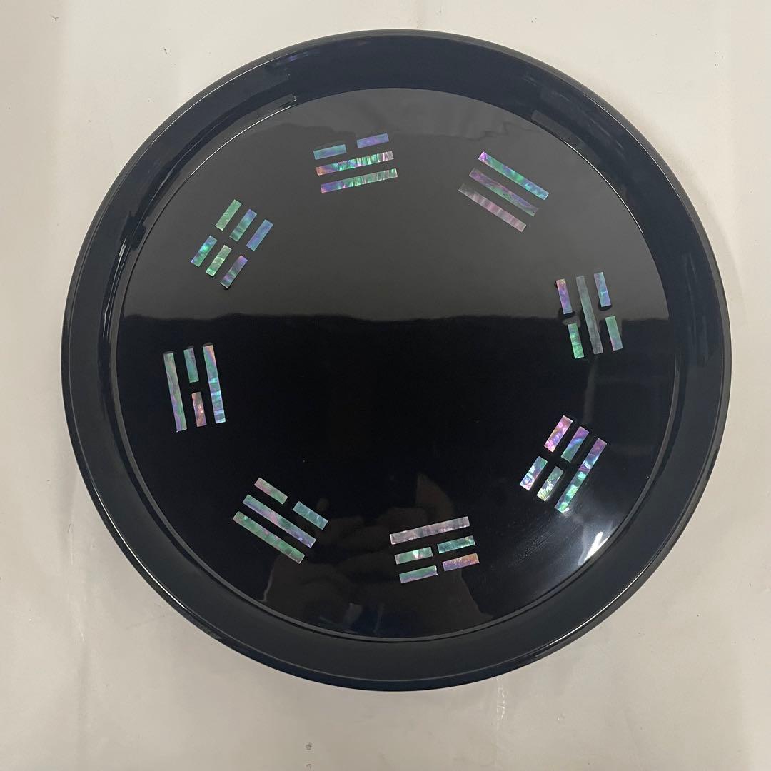 茶道具 貝八卦盆 八掛盆 漆器 丸盆 お盆 大円盆 骨董 螺鈿 お点前