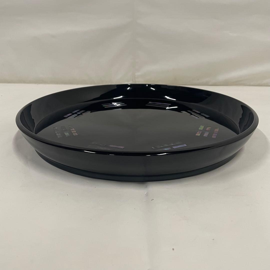 茶道具 貝八卦盆 八掛盆 漆器 丸盆 お盆 大円盆 骨董 螺鈿 お点前