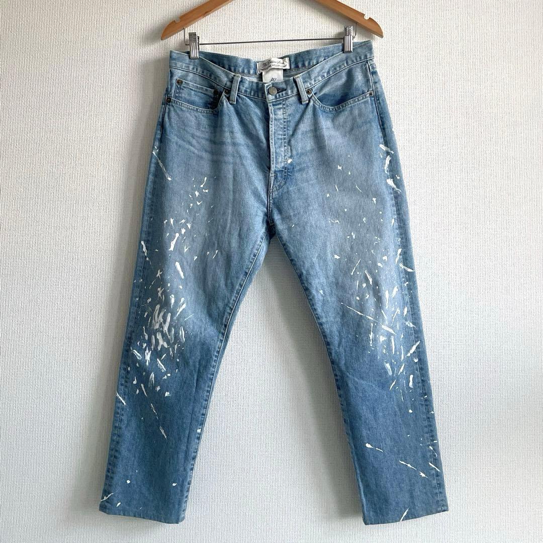 美品REMI RELIEF × EDIFICE 別注 ペイントデニムパンツ L