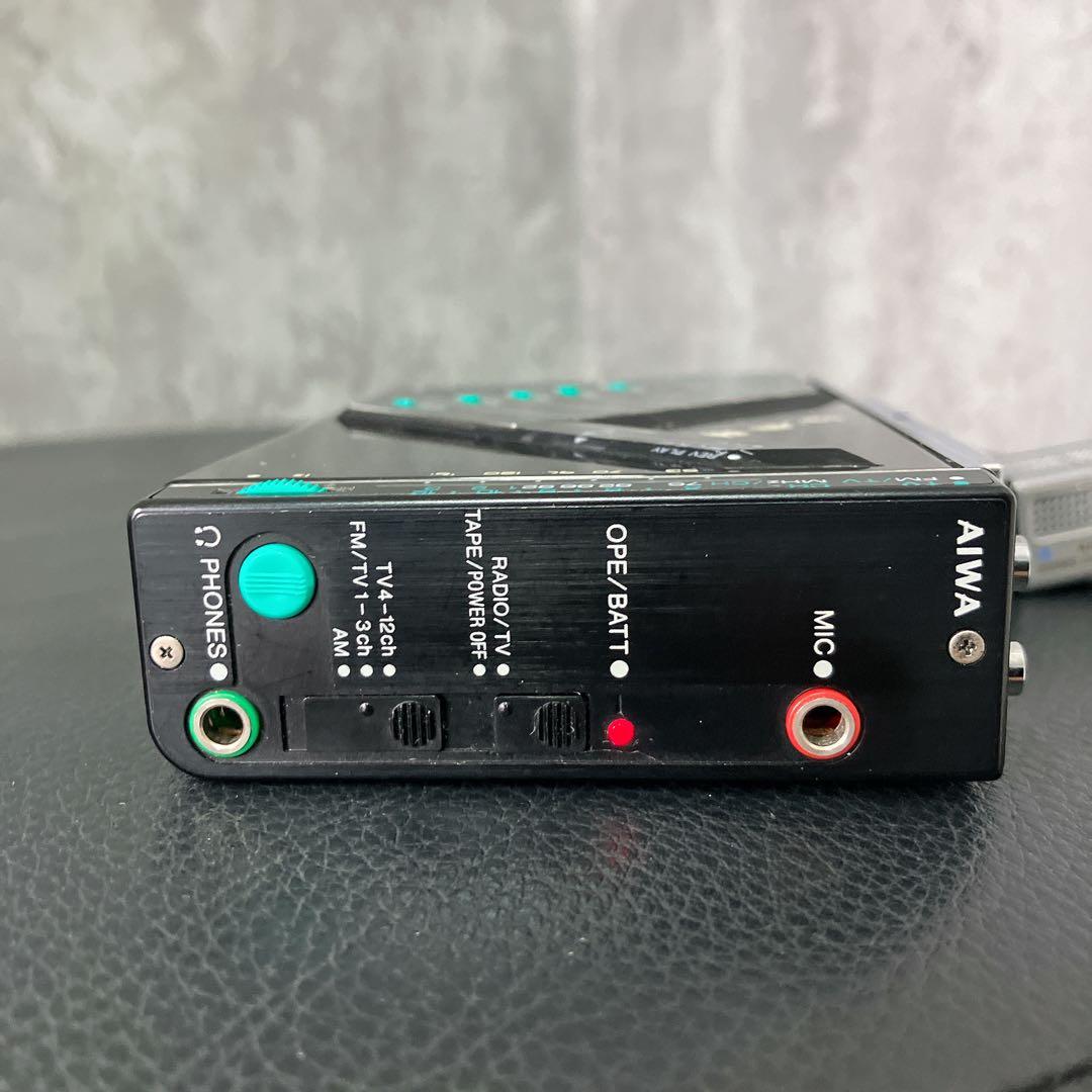 【希少】アイワ カセットボーイ AM FM TV ラジオ HS-J9 マイク付き