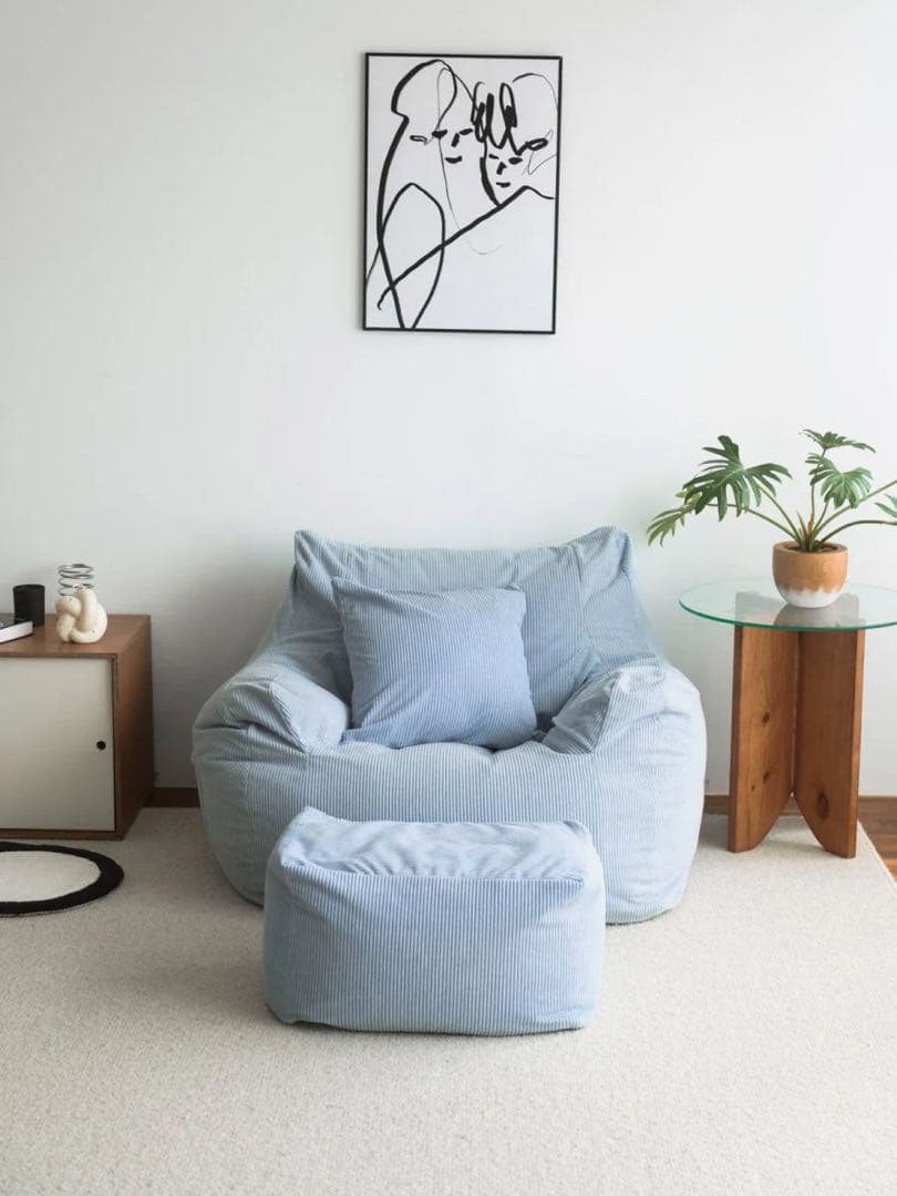 【3点セット】LOOSYソファ＋オットマン＋クッション Powder Blue