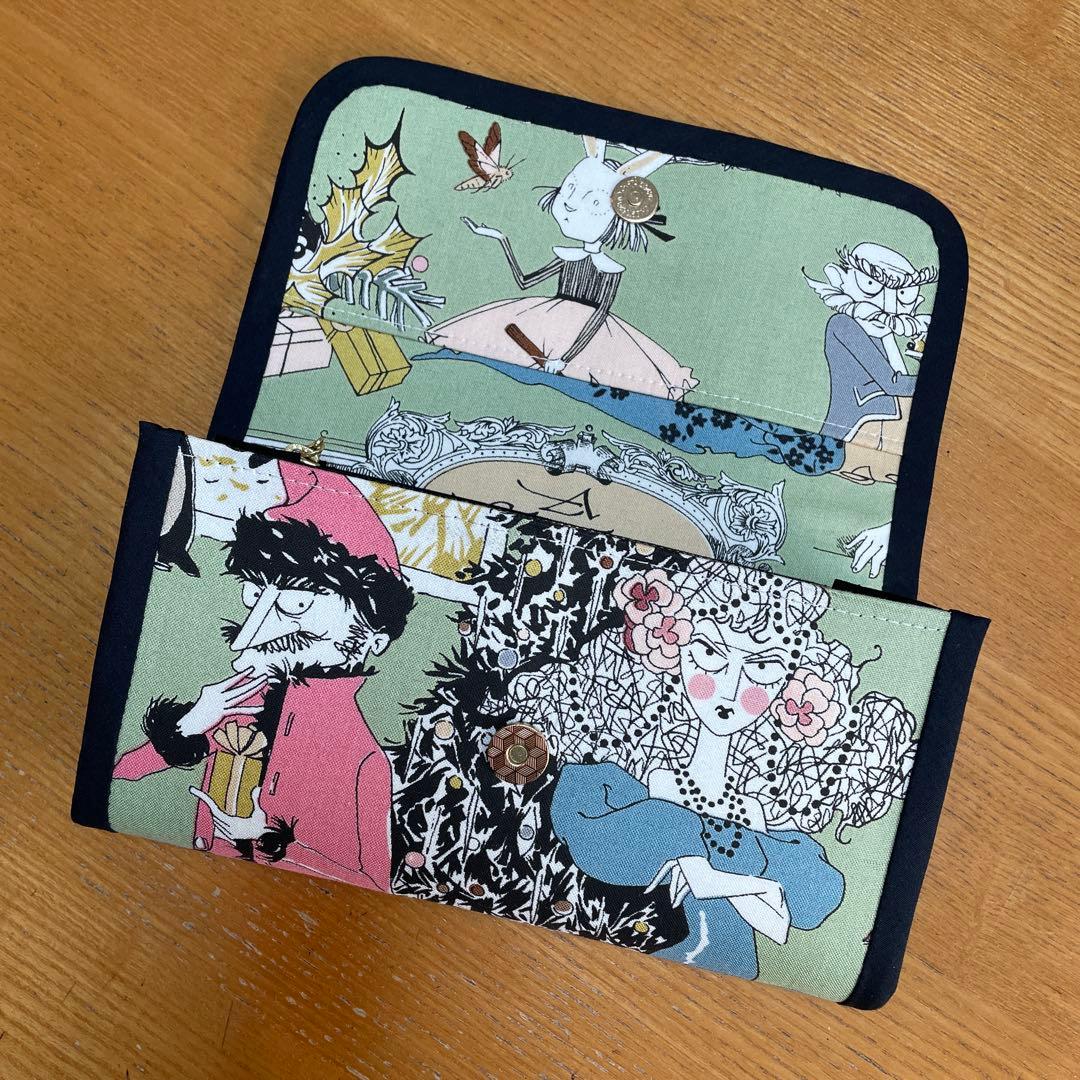 長財布　やりくり財布　ハンドメイド　アレキサンダーヘンリー　激レア生地