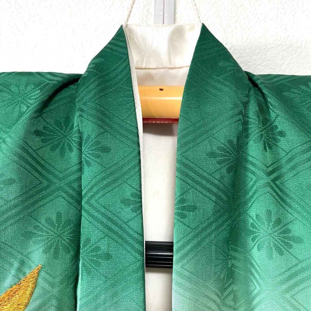 □男児正絹　お宮参り、祝着、産着　鷹総刺繍柄