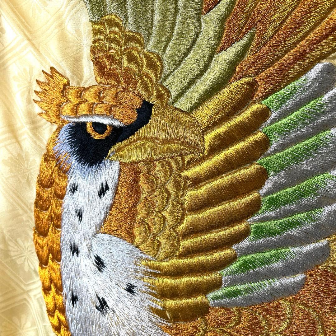 □男児正絹　お宮参り、祝着、産着　鷹総刺繍柄