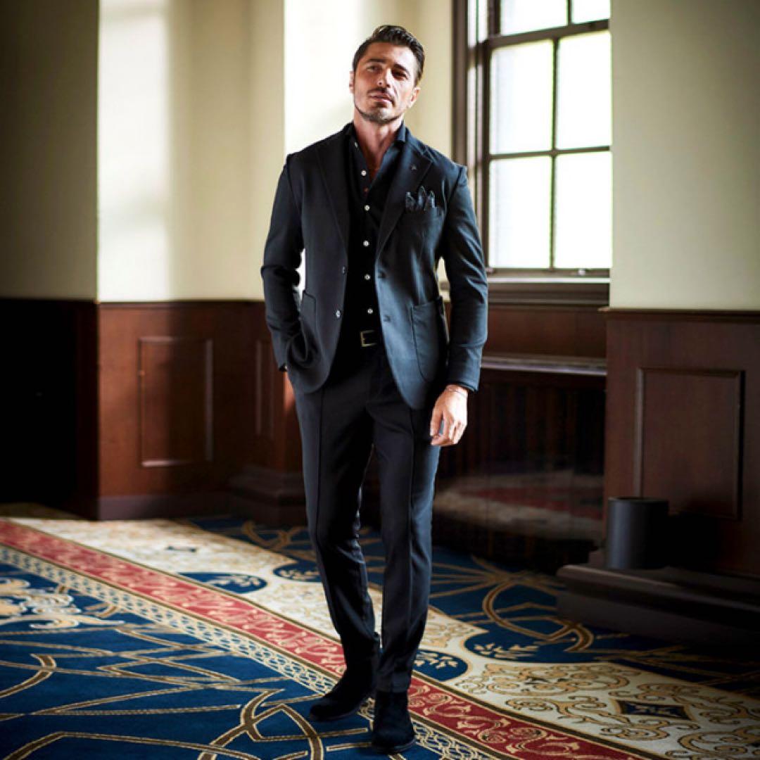 g-stage 吸湿発熱素材 ソフトサーモ ストレッチ スーツ　ネイビー　46