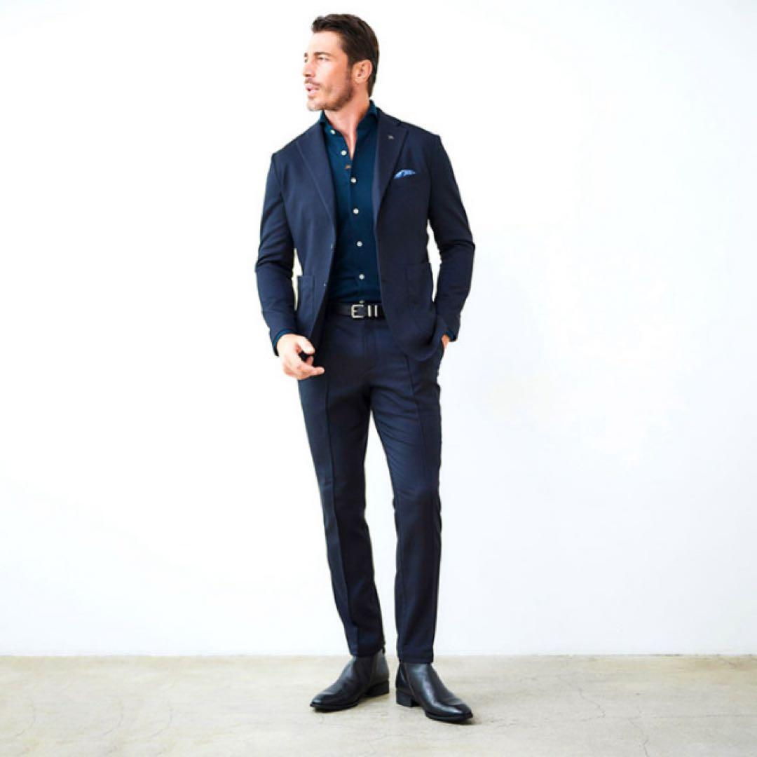 g-stage 吸湿発熱素材 ソフトサーモ ストレッチ スーツ　ネイビー　46