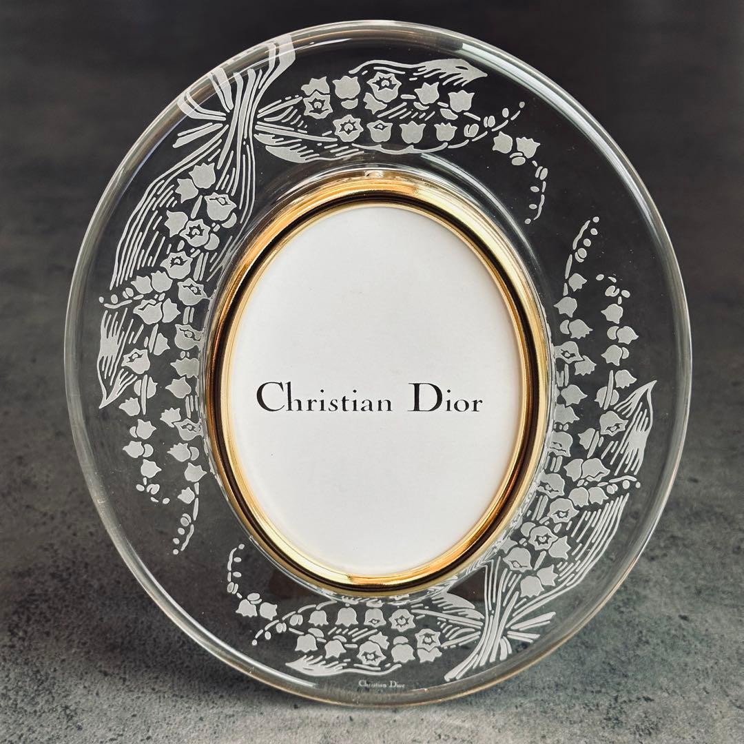 Christian Dior クリスタル フォトフレーム ラウンド型 ロゴ 花柄