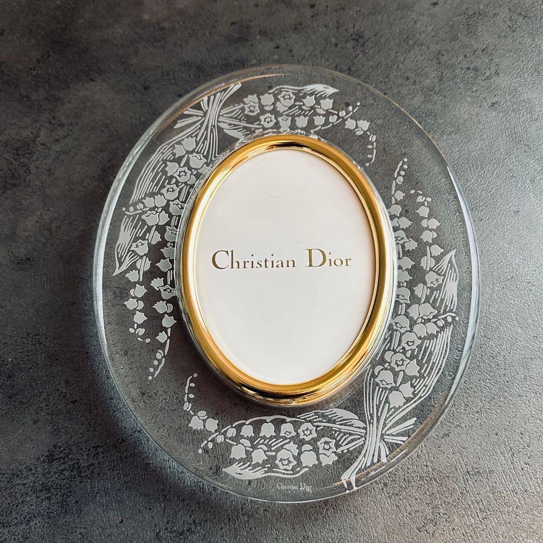 Christian Dior クリスタル フォトフレーム ラウンド型 ロゴ 花柄