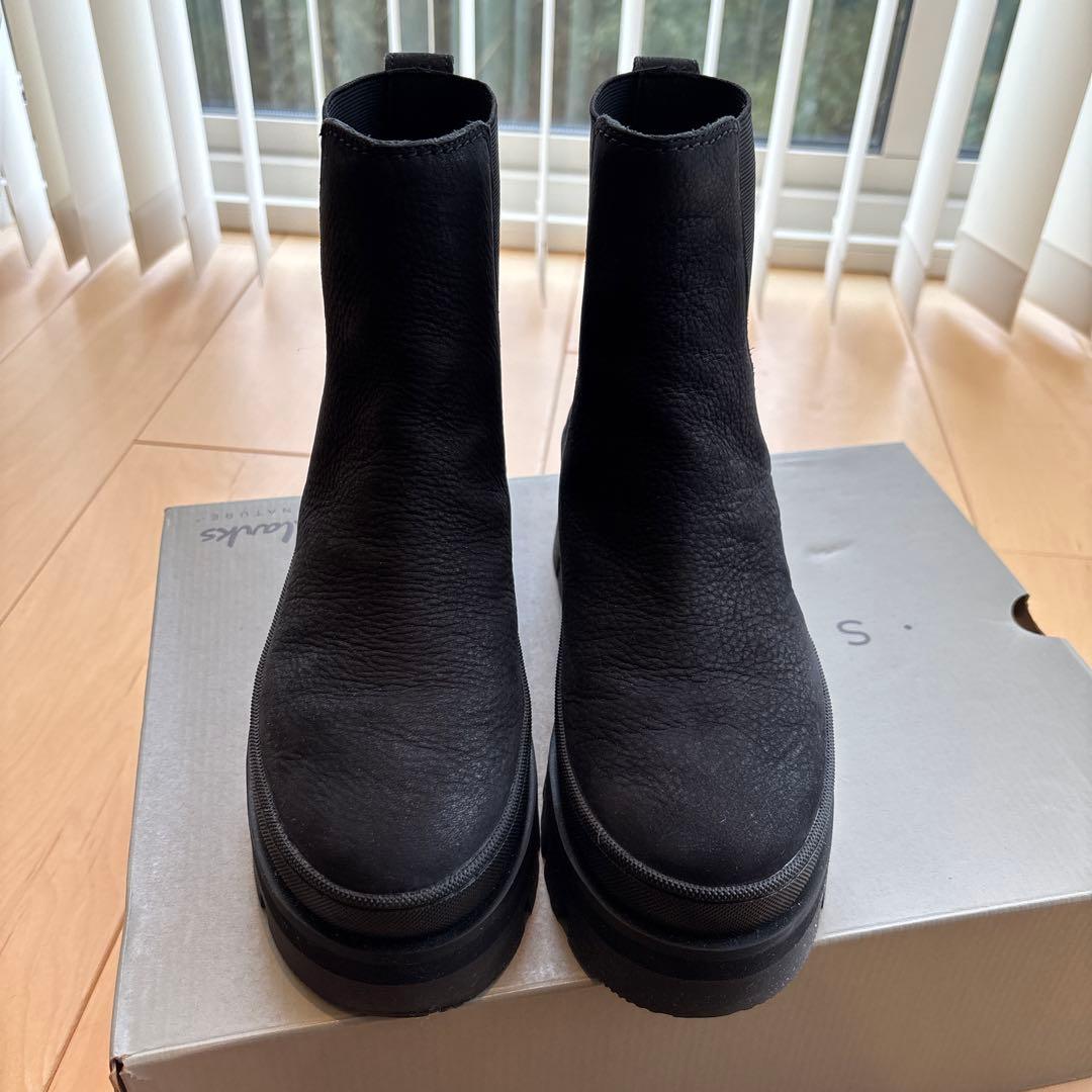 クラークス厚底ブーツ24.5 39ヌバック黒