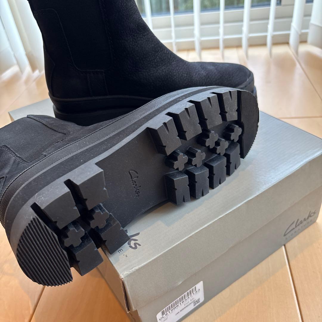 クラークス厚底ブーツ24.5 39ヌバック黒