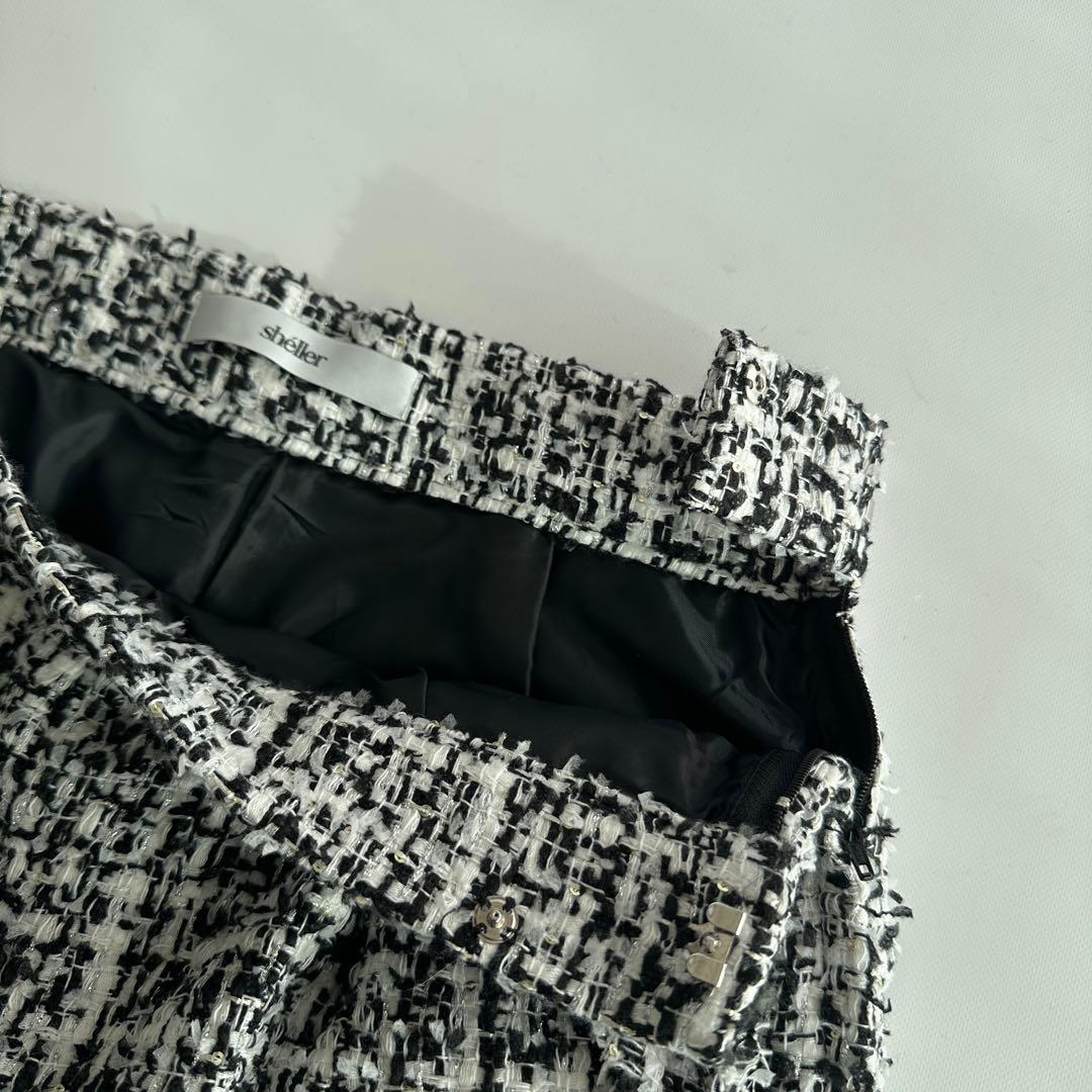 シェリエ　sheller フリンジツイードショートパンツ Mサイズ　ブラック