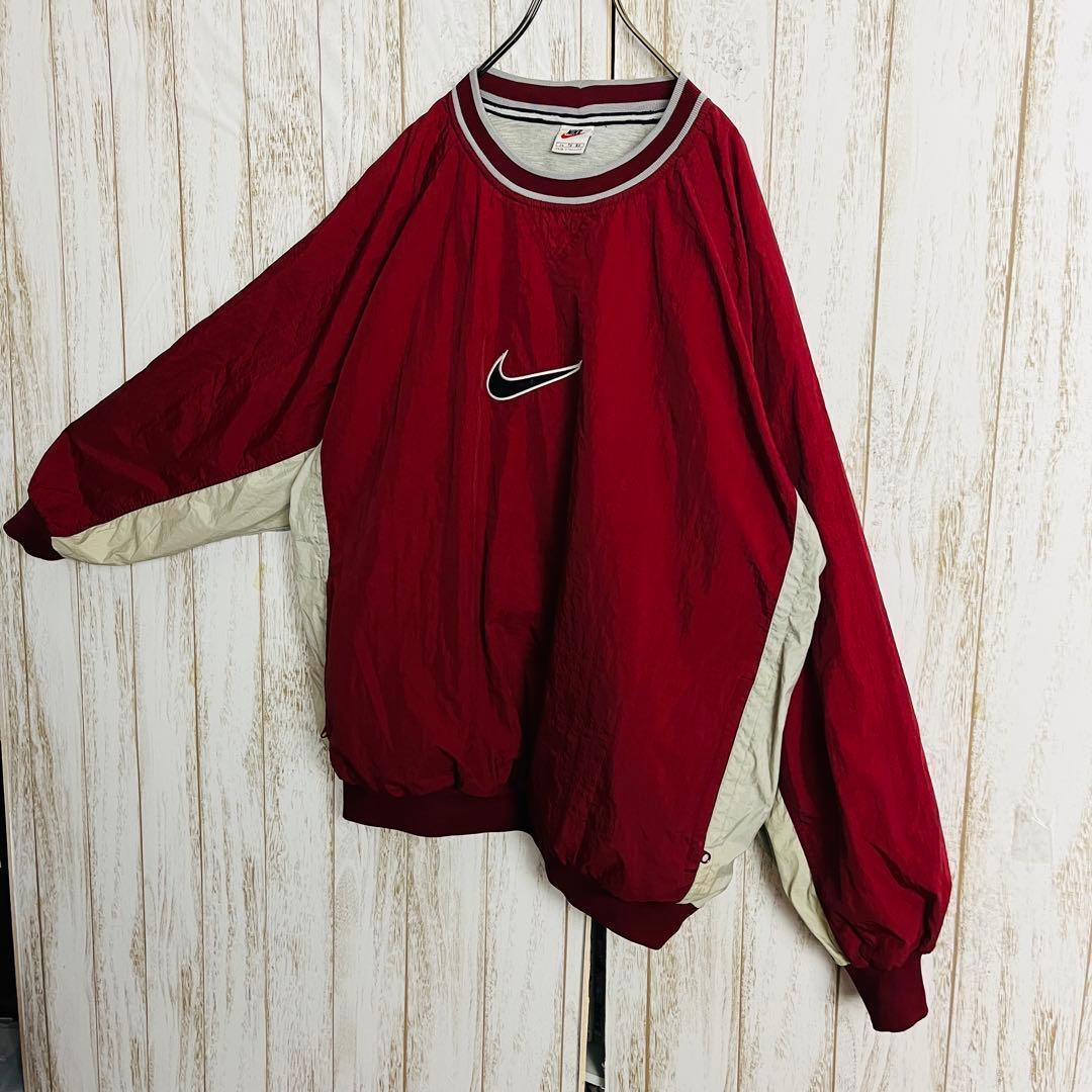 【希少デザイン】ナイキ☆刺繍センタースウッシュロゴスウェット 銀タグ ゆるだぼ