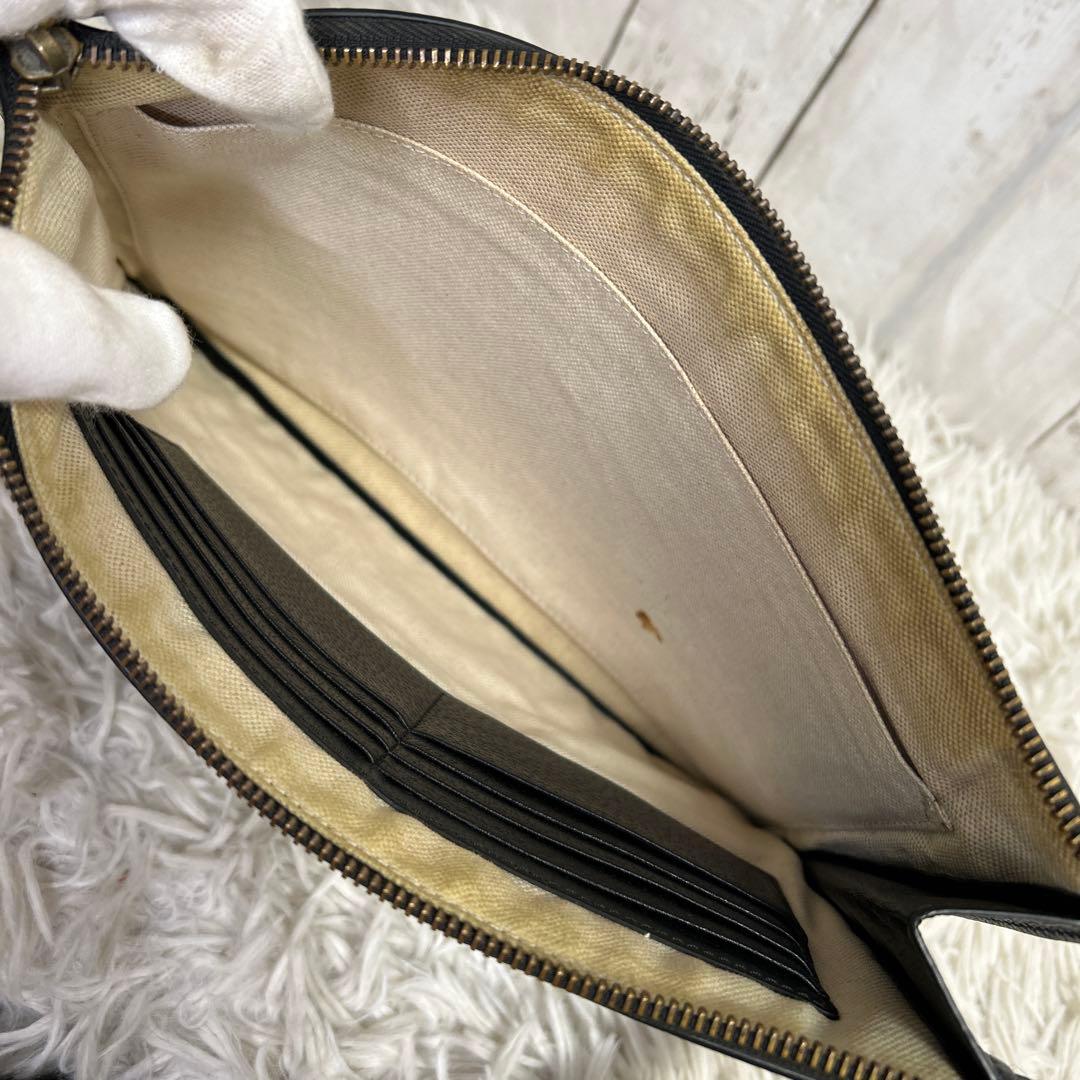 GUCCI セカンドバッグ　クラッチバッグ　ビー　ハチ　ロゴ　レザー　ブラック