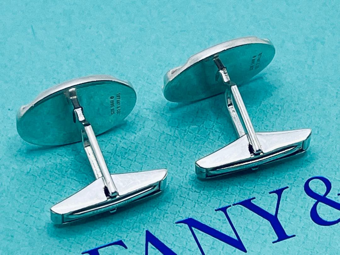 c893 ティファニー　グルーブド　ライン　オーバル　カフス　カフリンクス925