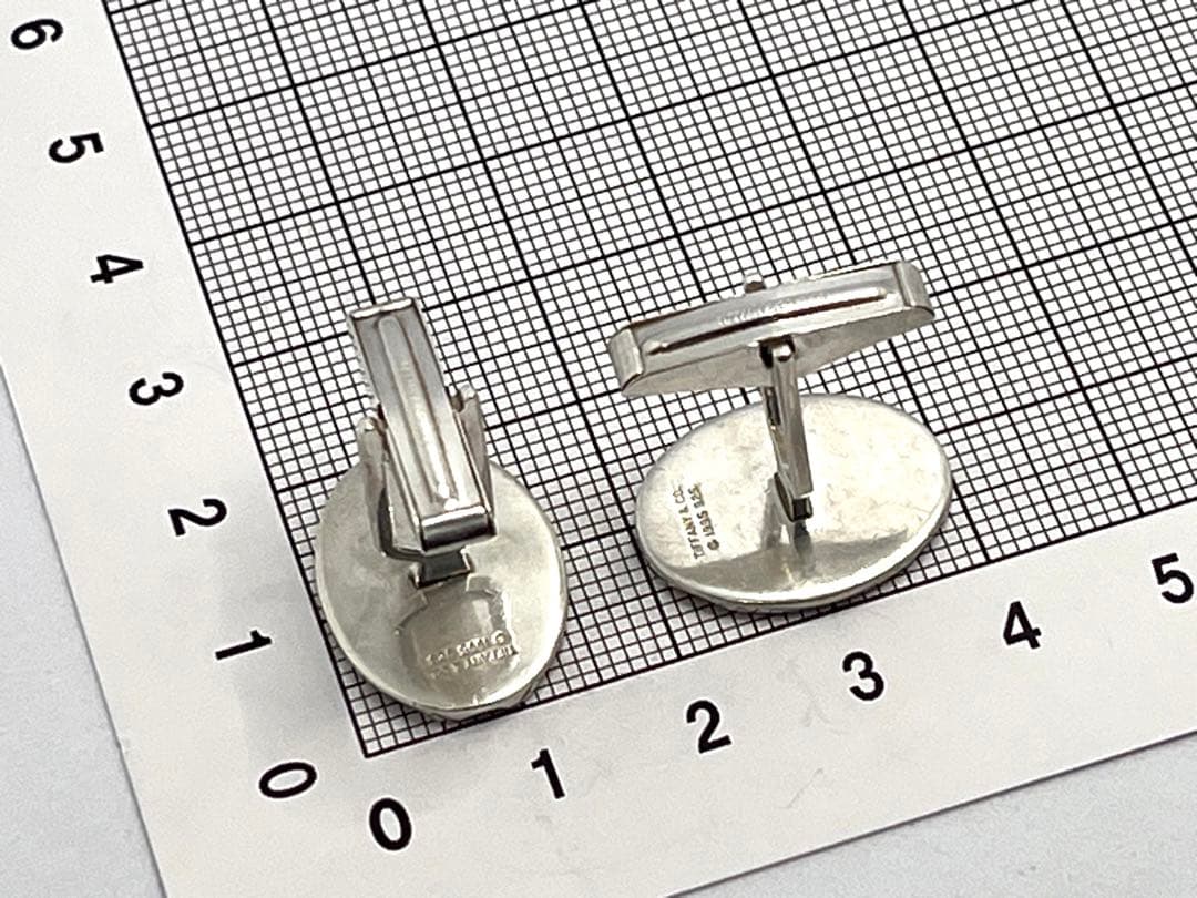 c893 ティファニー　グルーブド　ライン　オーバル　カフス　カフリンクス925