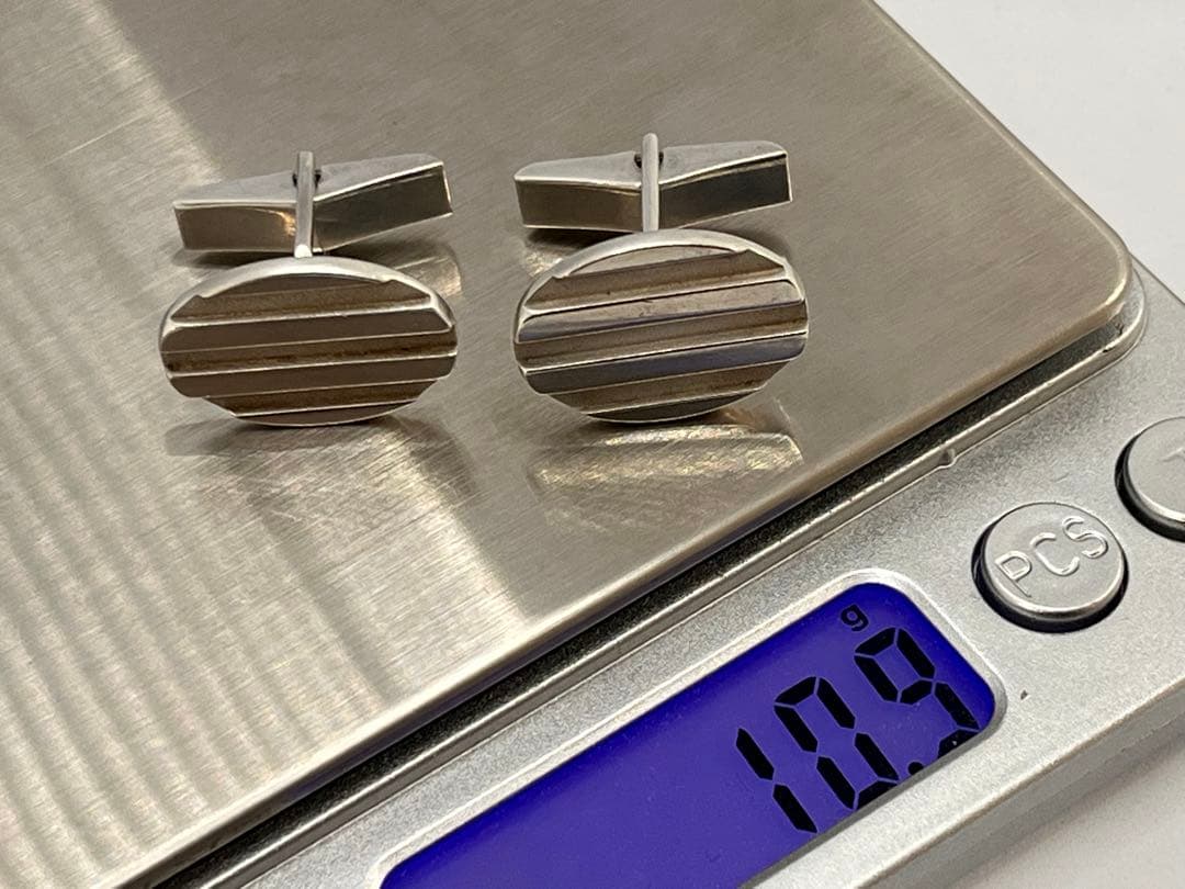 c893 ティファニー　グルーブド　ライン　オーバル　カフス　カフリンクス925