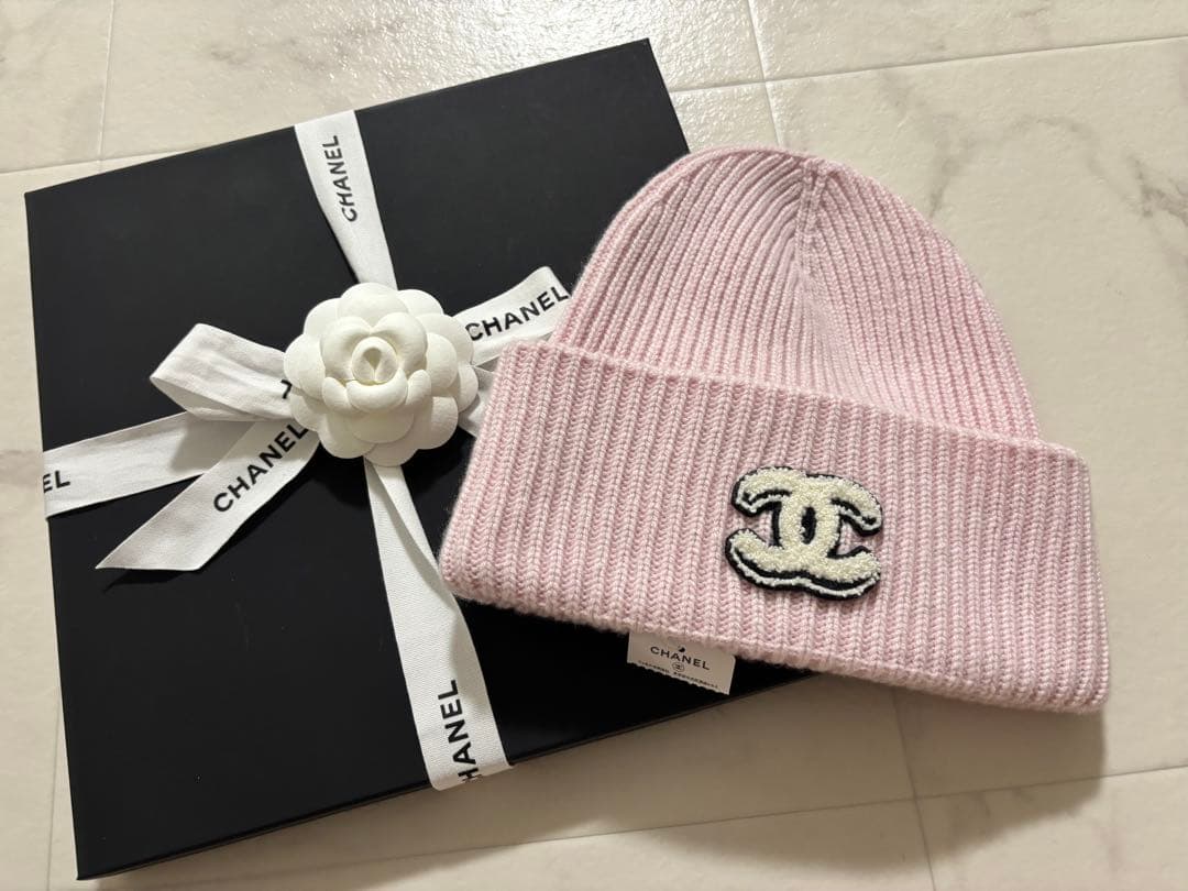 新作！正規品CHANEL ピンクニット帽 新品タグ付き