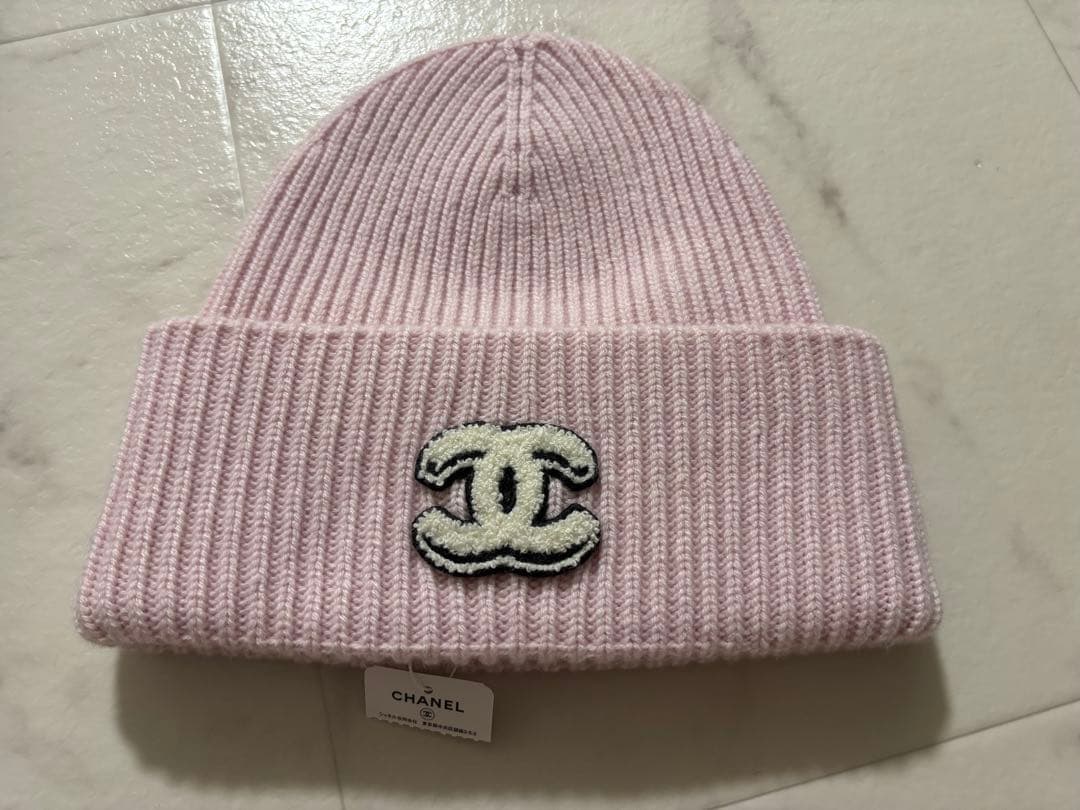 新作！正規品CHANEL ピンクニット帽 新品タグ付き