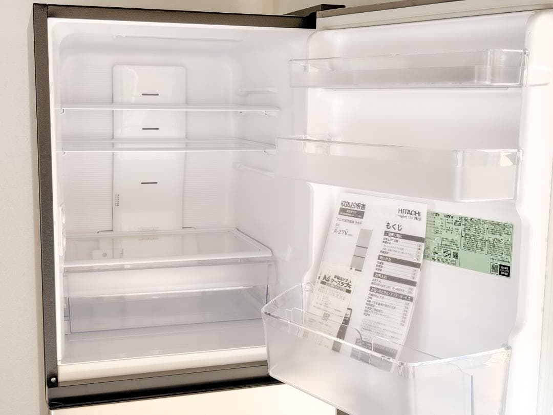 【保証付】日立 3ドア冷蔵庫 R-27V 265L 2024年製 省スペース設計