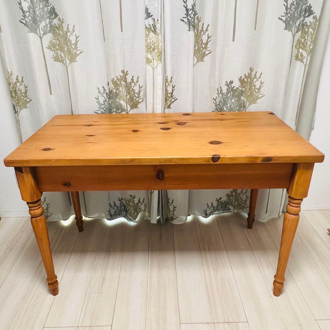 アンティーク風 木製デスク キーボードスライダー付き 学習机 PCデスク