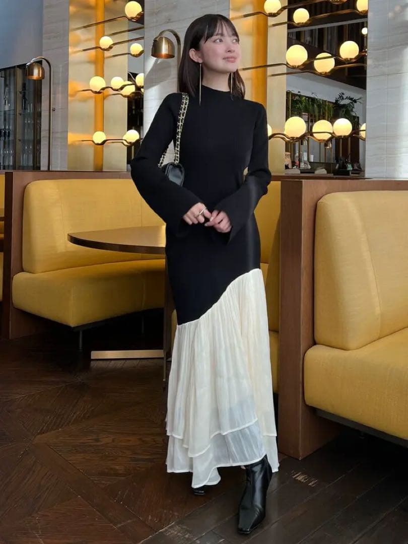 anuans ドッキングニットワンピース