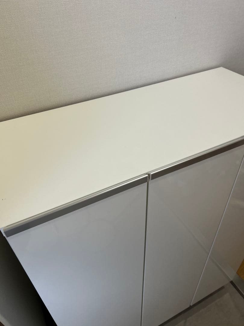 大川家具　シューズボックス　靴箱　鏡面ホワイト　ニトリ　幅75