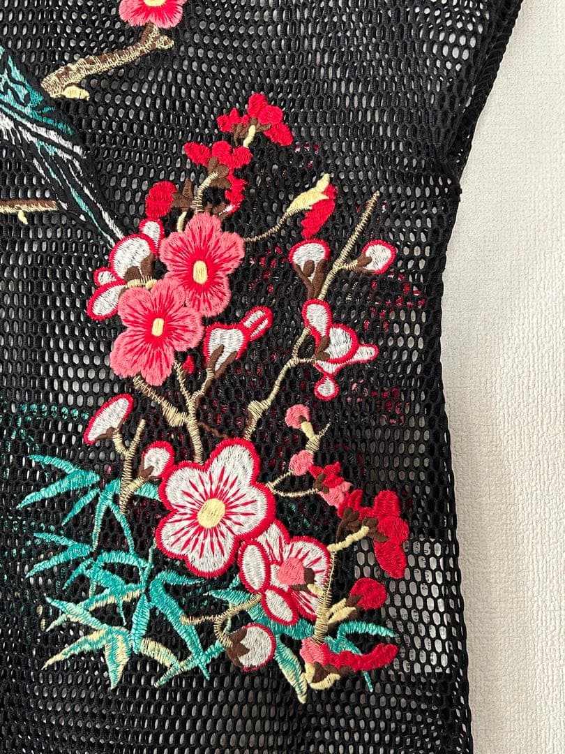VIVIENNE TAM 刺繍 メッシュ トップス 花柄 鳥