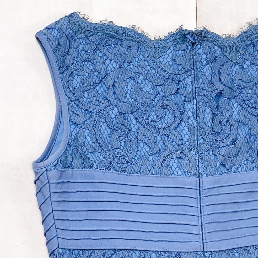 国内未発売 タダシショージ ドレス ブルー 総コードレース パーティ 刺繍