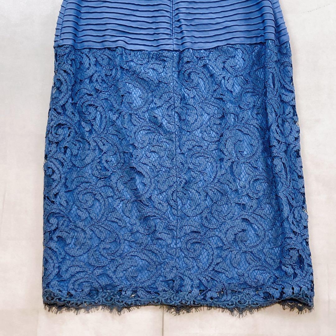 国内未発売 タダシショージ ドレス ブルー 総コードレース パーティ 刺繍