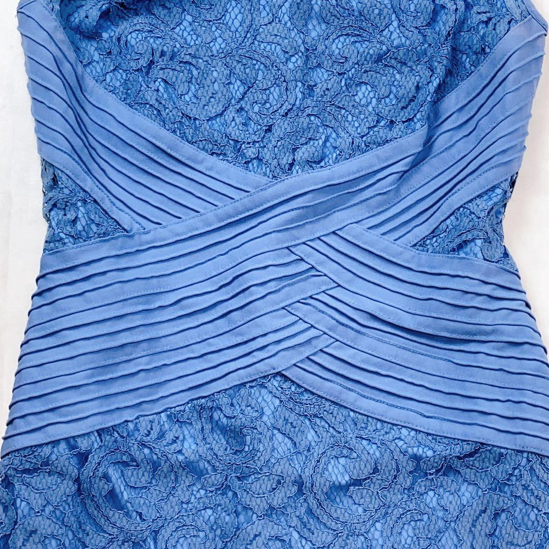 国内未発売 タダシショージ ドレス ブルー 総コードレース パーティ 刺繍