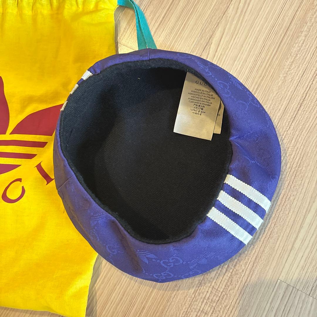 GUCCI adidas 紫色 ストライプ ベレー帽