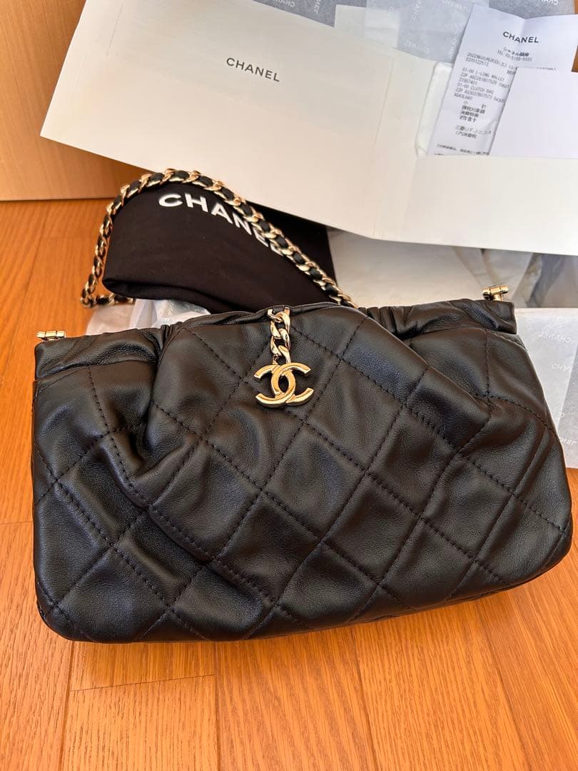 CHANEL ブラック チェーンショルダーバッグ