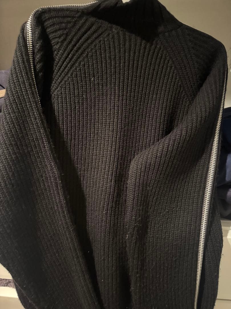 21ss ジョンローレンスサリバン ダブルジップニット 黒 ウール