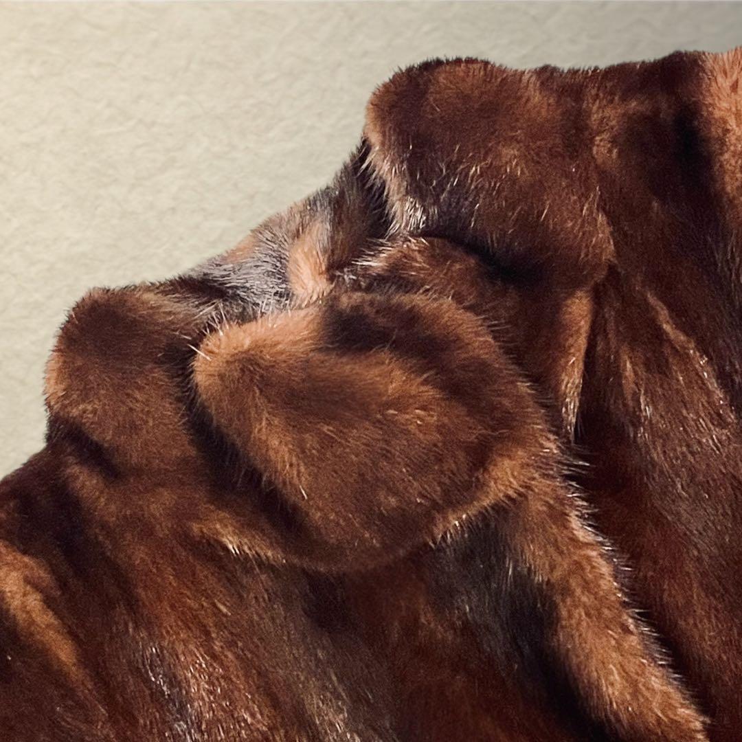 毛並み◎ EMBA ダークミンク オーバーサイズ セミロングコート 13号