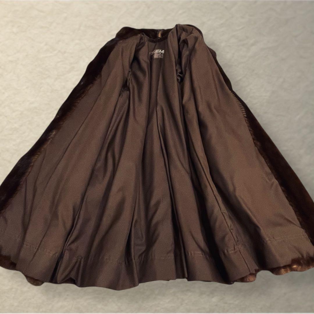 毛並み◎ EMBA ダークミンク オーバーサイズ セミロングコート 13号